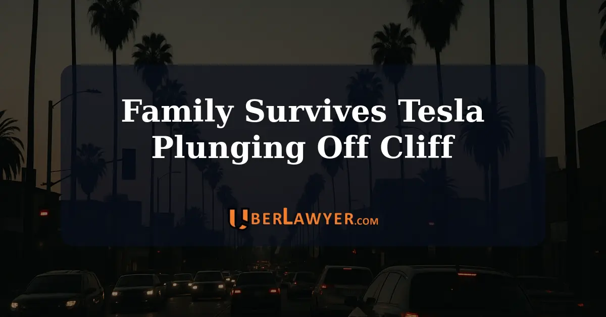 Tesla Plunges Off Cliff Family Survives
