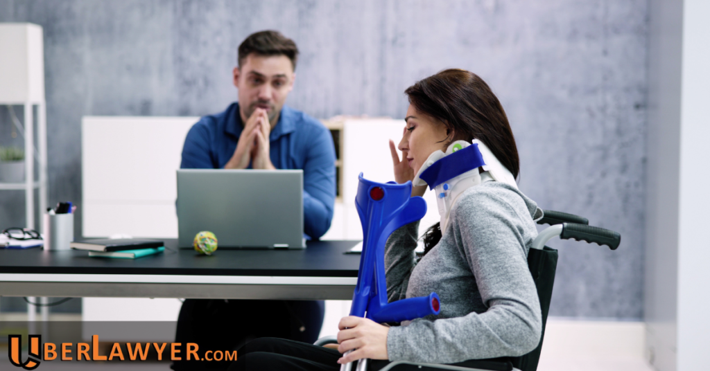 Injured accident victim in a wheelchair consulting with a California personal injury lawyer